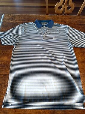 Peter Millar Summer Comfort Navy and White Striped Polo